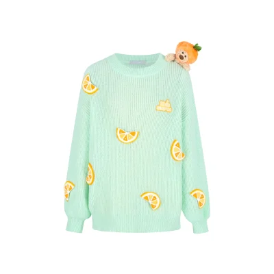 13DE MARZO Bear Mini Fruit Sweater Green