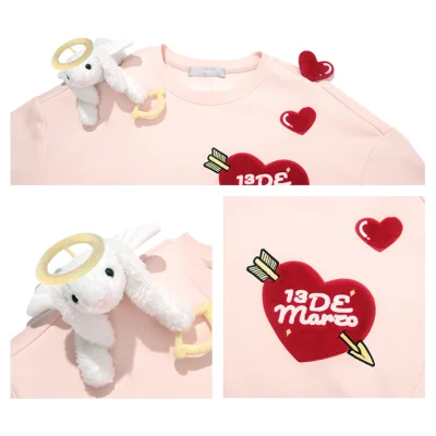 13DE MARZO Doozoo Cupid Heart Sweater Pink - Image 6