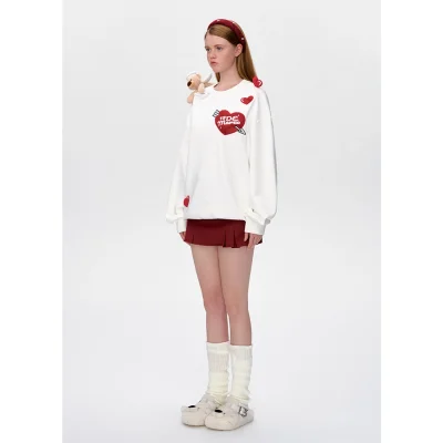 13DE MARZO Doozoo Cupid Heart Sweater White - Image 3