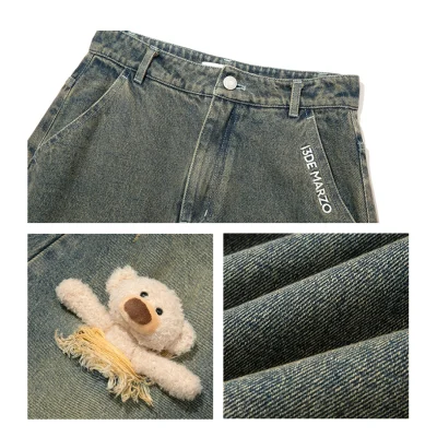 13DE MARZO Bear Slashed Denim Dress Green - Image 7