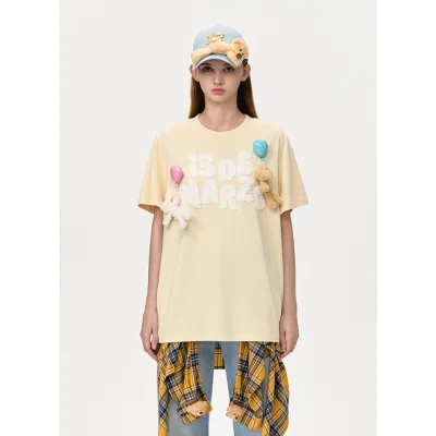 13DE MARZO Float Cloud Balloon T-shirt Yellow