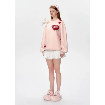 13DE MARZO Doozoo Cupid Heart Sweater Pink - Image 3