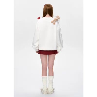 13DE MARZO Doozoo Cupid Heart Sweater White - Image 4