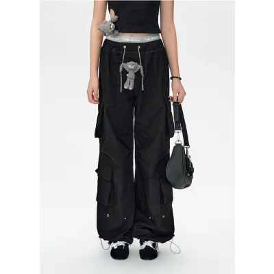 13DE MARZO Double Layered Cargo Pants Black - Image 2