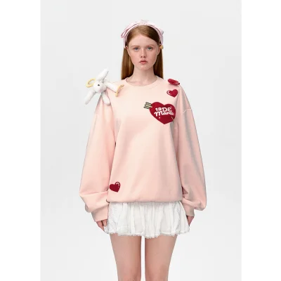 13DE MARZO Doozoo Cupid Heart Sweater Pink