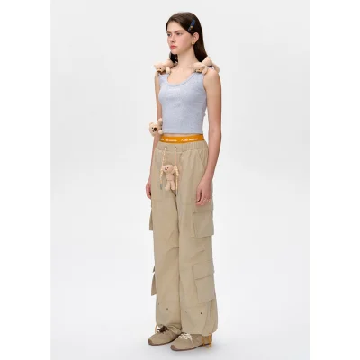 13DE MARZO Double Layered Cargo Pants Khaki - Image 3