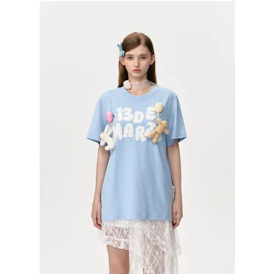 13DE MARZO Float Cloud Balloon T-shirt Blue