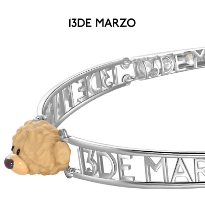 13DE MARZO Bear Logo Zircon Necklace Silver - Image 5