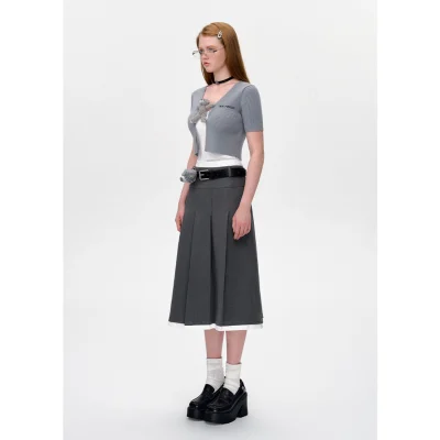 13DE MARZO Base Pleated Dress Grey - Image 3