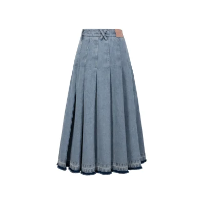 13DE MARZO Doozoo Accordion Pleated Denim Dress Blue - Image 5