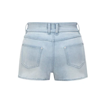 13DE MARZO Bear Fuzzy Patch Shorts Blue - Image 5