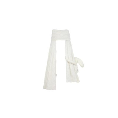 13De Marzo Bunny Knit Scarf White