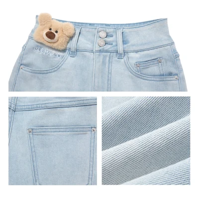 13DE MARZO Bear Fuzzy Patch Shorts Blue - Image 7