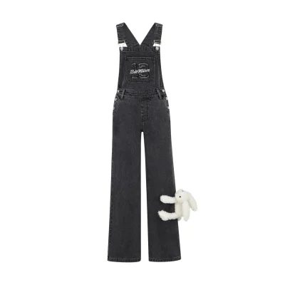 13DE MARZO Doozoo Denim Overall Black