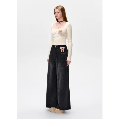 13DE MARZO Doozoo Low Waist Jeans Black - Image 3