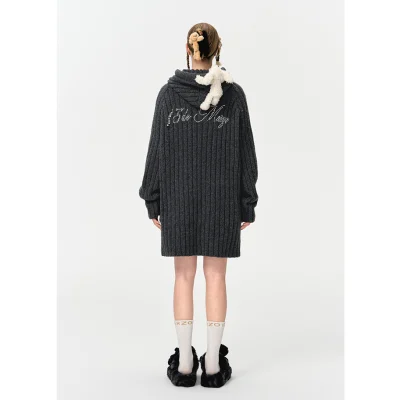 13DE MARZO Doozoo Thick Stripe Sweater Grey - Image 4