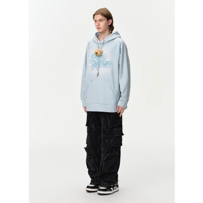 13DE MARZO Bear Spotlight Logo Hoodie Green - Image 3