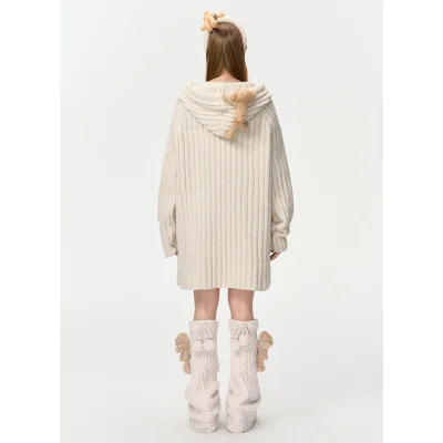 13DE MARZO Doozoo Thick Stripe Sweater Apricot - Image 4