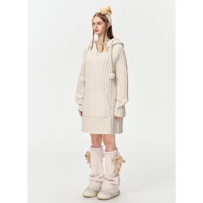 13DE MARZO Doozoo Thick Stripe Sweater Apricot - Image 3