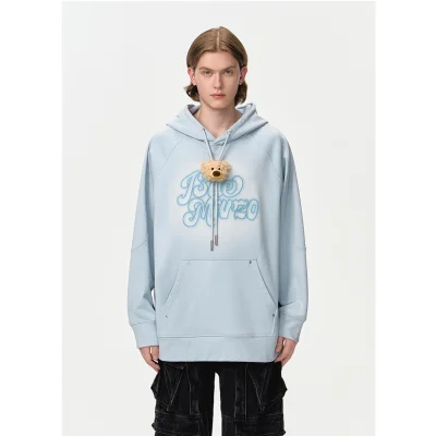 13DE MARZO Bear Spotlight Logo Hoodie Green - Image 2