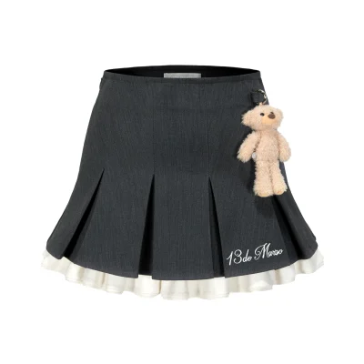 13DE MARZO Bear Flounced Dress Grey
