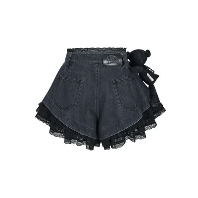13DE MARZO Bear Lacy Hot Shorts Black - Image 5