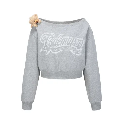 13DE MARZO Doozoo Off-shoulder Jumper Grey