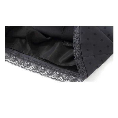REVAN Polka Dot Lace-Trimmed Trench Coat Dark Grey - Image 10