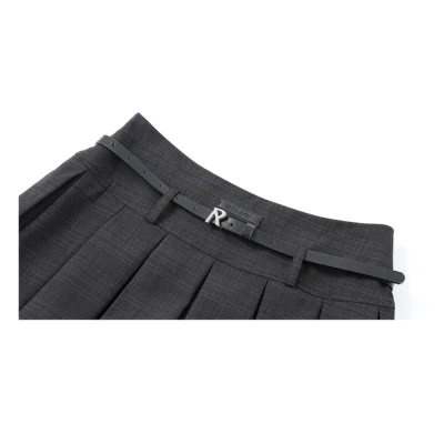 REVAN British Plaid Pleated Skirt Dark Gray - Image 8