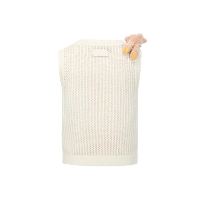 13DE MARZO Crayon Logo Knit Vest White - Image 6