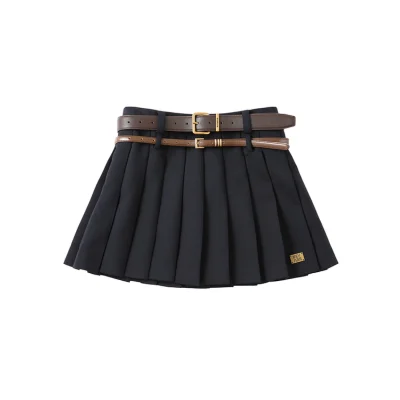 REVAN Collegiate Metal Tag Mini Skirt Navy Blue