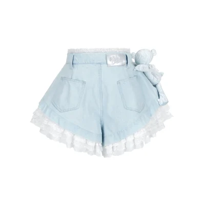 13DE MARZO Bear Lacy Hot Shorts Blue - Image 7
