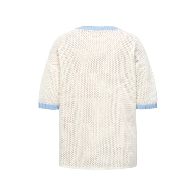 13DE MARZO Logo Blank Knit T-shirt White - Image 5