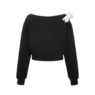 13DE MARZO Doozoo Off-shoulder Jumper Black - Image 5