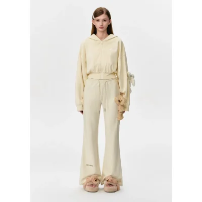 13DE MARZO Doozoo Flare Jeans Beige