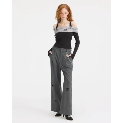 REVAN Halter Butterfly Sweater Dark Grey - Image 4