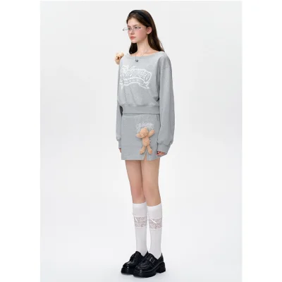 13DE MARZO Doozoo Off-shoulder Jumper Grey - Image 3