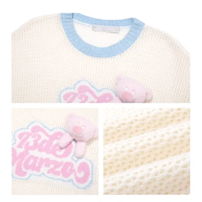 13DE MARZO Logo Blank Knit T-shirt White - Image 7
