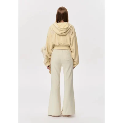 13DE MARZO Doozoo Flare Jeans Beige front view