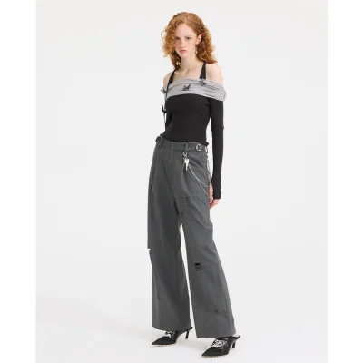 REVAN Halter Butterfly Sweater Dark Grey - Image 3