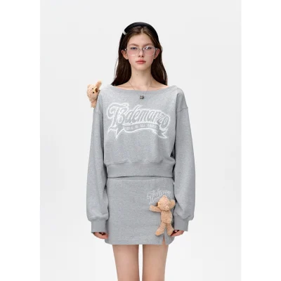 13DE MARZO Doozoo Off-shoulder Jumper Grey