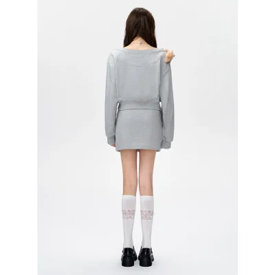 13DE MARZO Doozoo Split Skirt Grey - Image 4