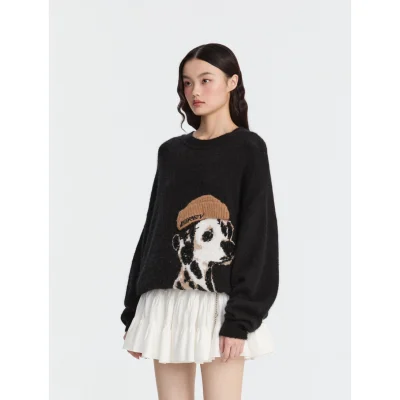 REVAN Playful Pup Oversized Sweatshirt Black - Image 4