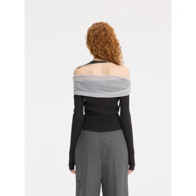 REVAN Halter Butterfly Sweater Dark Grey - Image 6