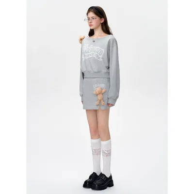 13DE MARZO Doozoo Split Skirt Grey - Image 3