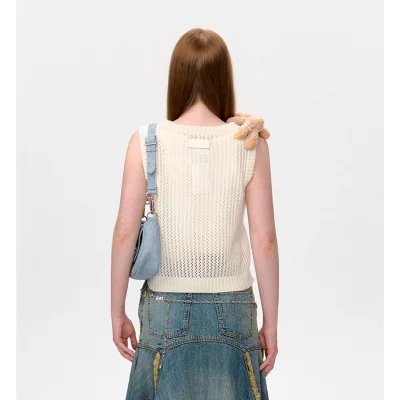 13DE MARZO Crayon Logo Knit Vest White - Image 5