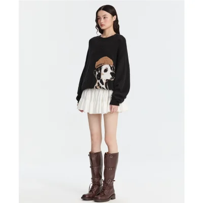 REVAN Playful Pup Oversized Sweatshirt Black - Image 5
