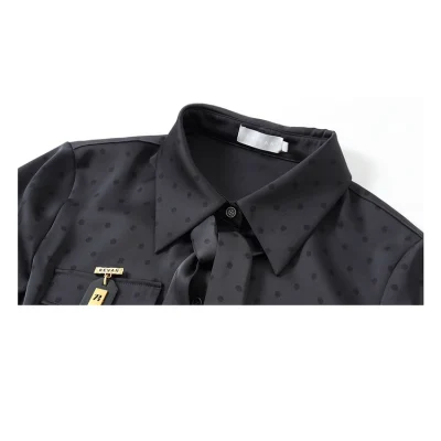 REVAN Polka Dot Lace-Trimmed Trench Coat Dark Grey - Image 7