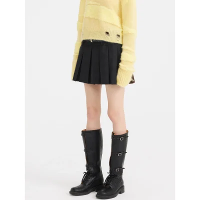 REVAN British Plaid Pleated Skirt Dark Gray - Image 5