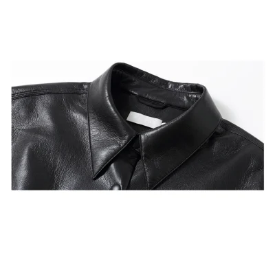 REVAN Sleek PU Leather Bomber Jacket Black - Image 9